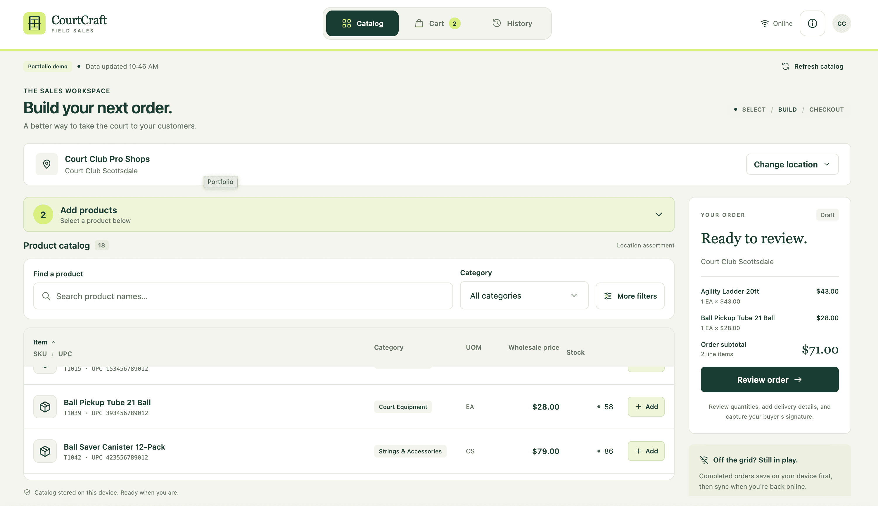 CourtCraft Orders demo screenshot